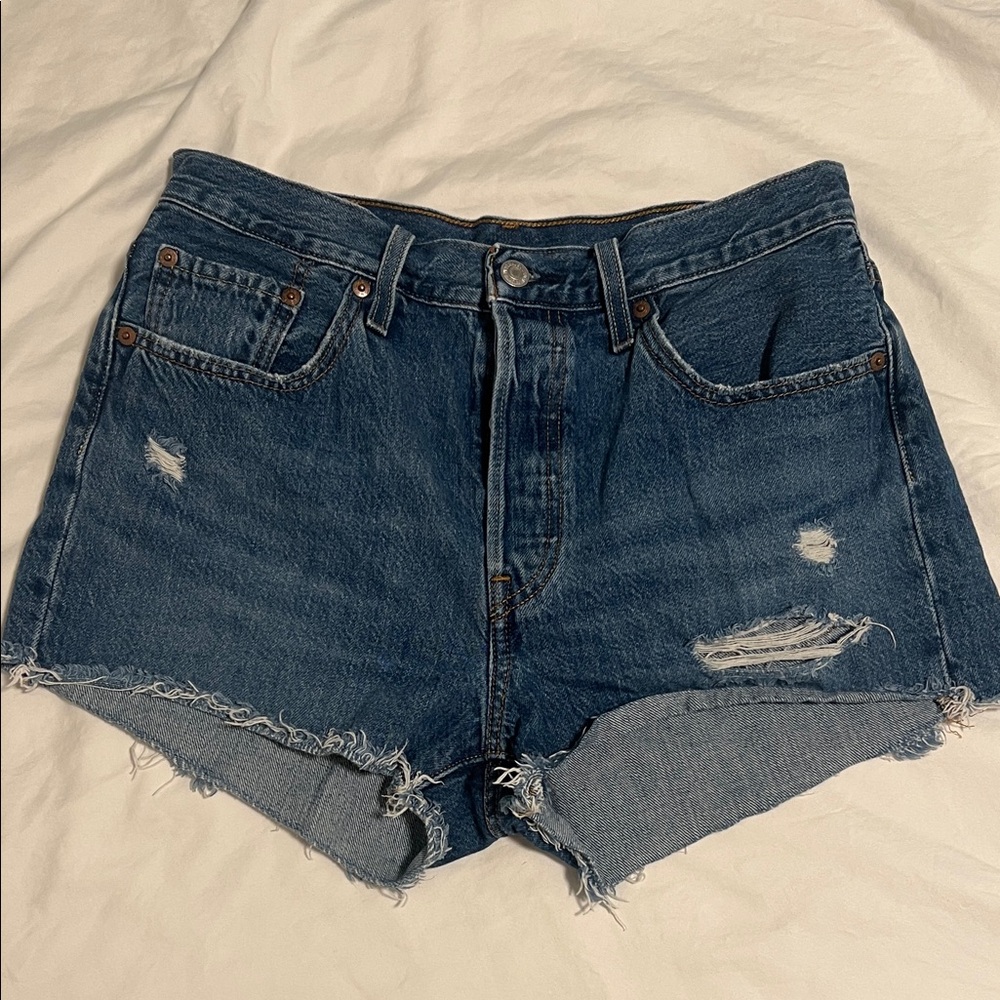 Denim Blue Women's Distressed Shorts